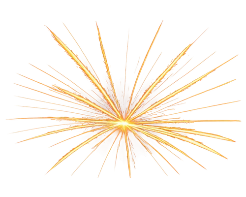 Flare, fiery explosion, vibrant orange-yellow color, dynamic movement, intense light, starburst shape, sparks flying everywhere, transparent background, close-up shot, high contrast, dramatic lighting