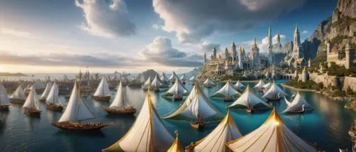 sailing boats,sailing ships,sailboats,sailing boat,sailing,boat landscape,flotilla,sea sailing ship,sail boat,dinghies,fantasy picture,wooden boats,sails,longships,regata,fireships,keelboats,regatta,3d fantasy,sailing ship