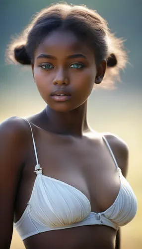 young woman posing for the camera,a black woman wearing a white bikini posing for a po,ethiopian girl,nubian,african american woman,african woman,maliana,melanesian