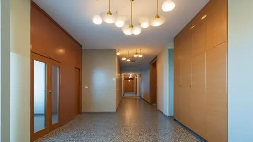 there are multiple lights that are in the hallway,hallway space,hallway,corridor,corridors,foyer,hallways,entranceway,hall,entryway,wall light,daylighting,entryways,ceiling lighting,ceiling light,ambu