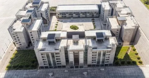 an aerial view of a building with various parking spaces and windows,langfang,mgimo,shenzhen vocational college,ikoyi,futuh,pilani,Architecture,General,Modern,Minimalist Serenity