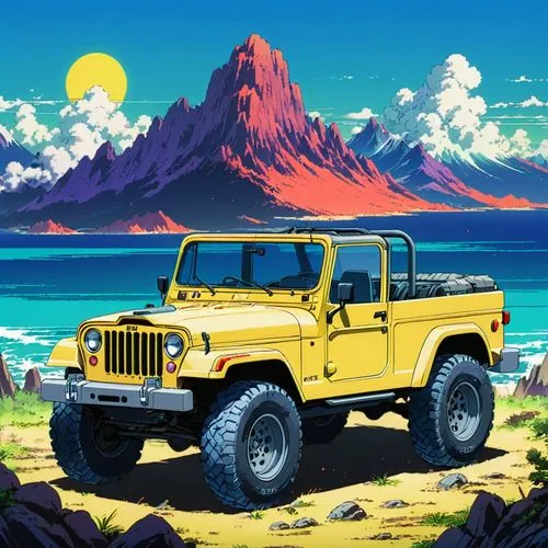 yellow jeep,yj,jeep,jeep rubicon,car wallpapers,wrangler,toyota fj cruiser,desert safari,safari,jeep gladiator rubicon,defender,landcruiser,lr,wranglings,hualalai,jeeps,deserticola,fj,yota,xj,Illustration,Japanese style,Japanese Style 03