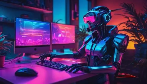 girl at the computer,cyberpunk,cyber,night administrator,neon human resources,computer freak,computer,cyber glasses,computer addiction,computer art,computer room,operator,freelancer,neon coffee,online date,lan,futuristic,neon,coder,neon light,Conceptual Art,Sci-Fi,Sci-Fi 27