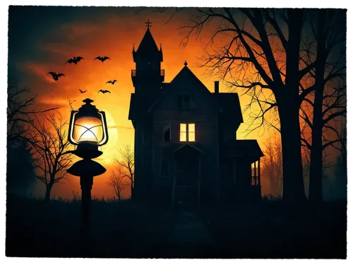 halloween background,the haunted house,haunted house,house silhouette,halloween illustration,halloween scene,halloween poster,witch house,witch's house,halloween wallpaper,haunted castle,samhain,haunted cathedral,halloween frame,lamplight,hauntings,halloween and horror,darktown,haunts,ghost castle,Illustration,Black and White,Black and White 31