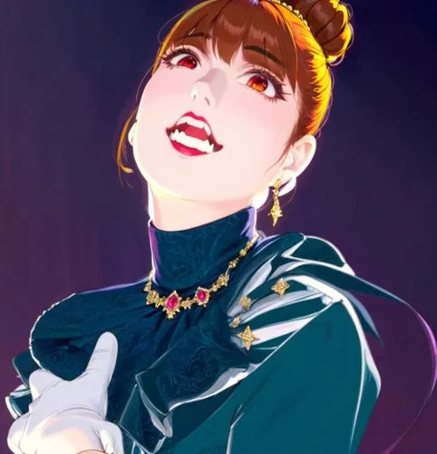 bun hair woman,  classy gloves, sexy dress,a picture of a woman in blue with a necklace,selina,dva,chunli,rockabella,contessa,moskvina,Anime,Anime,General