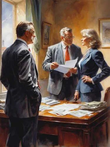 advisers,attorneys,consulting room,board room,litigators,negotiators,Conceptual Art,Oil color,Oil Color 03