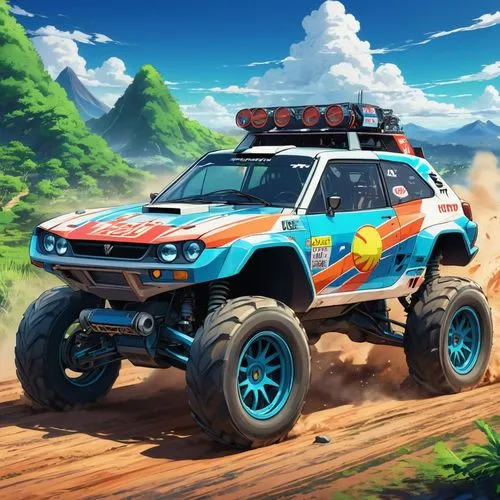 subaru rex,dakar rally,game car,off-road car,3d car wallpaper,onrush,Illustration,Japanese style,Japanese Style 03