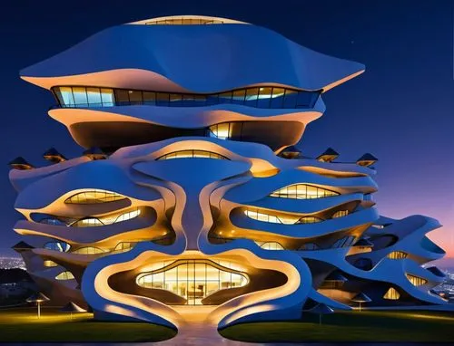 Mobile Container, ,the architectural architecture of an architectural building at night,futuristic art museum,futuristic architecture,penny tree,futuroscope,ordos,mushroom island,Photography,General,R