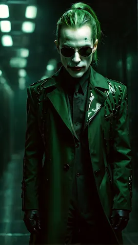 joker,riddler,matrix code,ledger,matrix,suit actor,green goblin,patrol,wekerle battery,green jacket,supervillain,the suit,blade,green lantern,background images,thane,green skin,terminator,green backgr