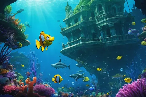 underwater background,underwater playground,underwater landscape,ocean underwater,underwater world,under sea,under the sea,underwater oasis,sea life underwater,aquarium,undersea,coral reef,reef tank,school of fish,underwater fish,ocean floor,aquatic life,underwater,coral reefs,deep sea,Illustration,American Style,American Style 12