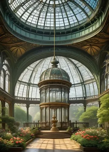 conservatory,cochere,greenhouse,palm house,versaille,glasshouse,glyptotek,winter garden,philodendrons,atriums,neoclassical,victoriana,symphonia,greenhouses,greenhouse cover,marble palace,vicomte,glasshouses,dandelion hall,gerome,Illustration,Retro,Retro 15