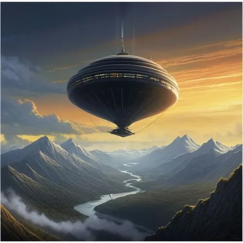 airship,flying saucer,airships,futuristic landscape,ringworld,alien ship,Conceptual Art,Sci-Fi,Sci-Fi 25