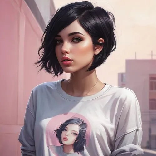 girl in t-shirt,tee,fiora,tshirt,digital painting,girl portrait,alita,mila,lumidee,dreamfall,fantasy portrait,ramirez,kirca,romantic portrait,lotus art drawing,marina,smolka,world digital painting,xcx,portrait background,Conceptual Art,Fantasy,Fantasy 17