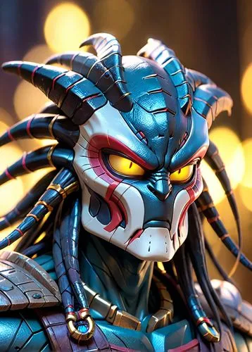 alien warrior,predator,symetra,shiva,3d render,lokportrait,garuda,electro,medusa gorgon,avatar,3d model,goki,3d rendered,lopushok,ffp2 mask,masquerade,cg artwork,shaman,fractalius,samurai,Anime,Anime,Cartoon