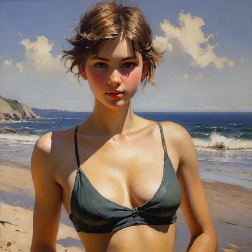 donsky,young woman,heatherley,daines,chudinov,girl on the dune,photorealist,hoshihananomia,girl portrait,young girl,oil painting,dmitriev,lobanov,beach landscape,mcnaughton,tretchikoff,gantner,portrait of a girl,follieri,whitmore,Art,Classical Oil Painting,Classical Oil Painting 32