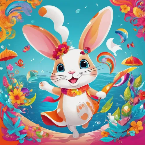 easter theme,easter background,deco bunny,retro easter card,easter card,easter festival,easter bunny,bunny on flower,springtime background,spring background,floral background,easter banner,flower animal,flower background,rainbow rabbit,bunny,easter-colors,easter rabbits,happy easter hunt,white bunny,Illustration,Abstract Fantasy,Abstract Fantasy 13