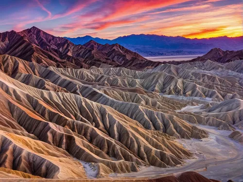 Check out this epic sunset from Zabriskie point, in Death Valley National Park. Photo by Mahendiran Mohan. Tweeted by the US Department of the Interior, 1/24/15.,death valley,great dunes national park