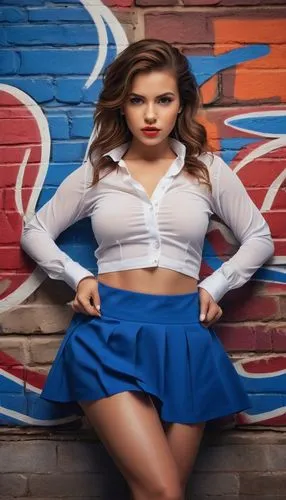 cheerleader,white skirt,school skirt,tianna,miniskirted,denim skirt,miniskirt,tartan skirt,pin-up model,miniskirts,karylle,female model,beautiful young woman,pepsi,topanga,pin-up girl,daya,brick wall background,sports girl,women clothes,Photography,General,Commercial