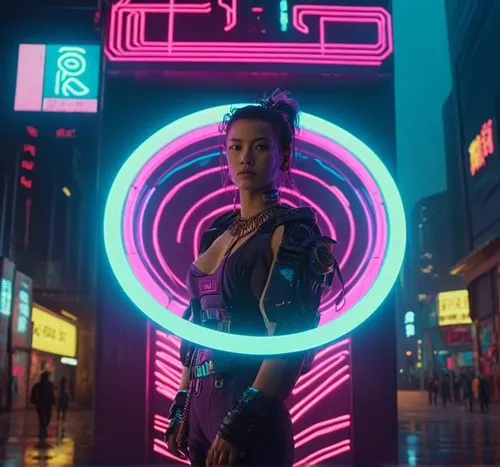 cyberpunk,neon lights,zhu,xcx,neon sign,bladerunner,Art,Artistic Painting,Artistic Painting 43