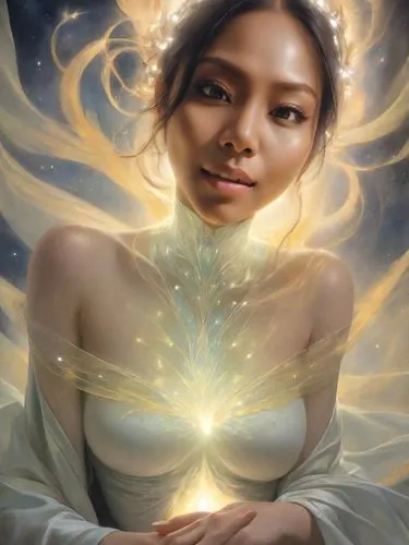 mystical portrait of a girl,fantasy portrait,margairaz,eckankar,galadriel,yogananda