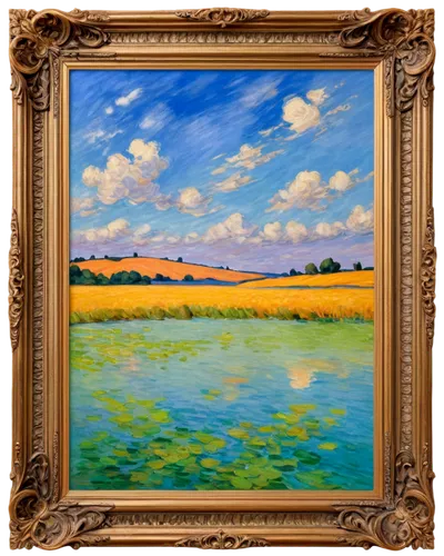 salt meadow landscape,impressionism,golden frame,meadow landscape,copper frame,landscape background,river landscape,mirror in the meadow,dubbeldam,gold frame,pittura,quadro,impressionist,post impressionism,post impressionist,wooden frame,postimpressionist,beautiful frame,beyeler,karpinski,Conceptual Art,Oil color,Oil Color 10