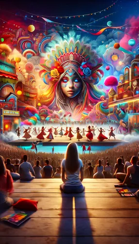 psychedelic art,neon carnival brasil,cirque du soleil,the festival of colors,3d fantasy,circus,carnival,fairground,hippy market,fantasy art,fantasy world,musical background,tomorrowland,carousel,circu