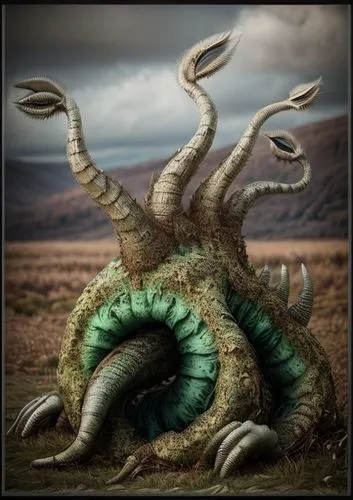 a strange creature,cuthulu,waxworm,green dragon,wyrm,dragon tree,kraken,ringed-worm,snake tree,serpent,pellworm,arthropod,invertebrate,iridigorgia,medusa gorgon,cutworms,gorgon,sleep thorn,forest drag