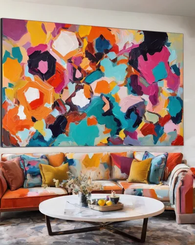 contemporary decor,modern decor,mid century modern,abstract painting,apartment lounge,interior design,living room,interior decor,flower wall en,interior modern design,modern living room,wall art,livingroom,boho art,sitting room,family room,interior decoration,wall decoration,color wall,mid century house,Conceptual Art,Oil color,Oil Color 20