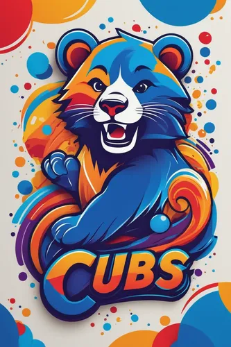 Design a playful Cubs logo with vibrant colors and cartoonish elements.,cub,cubs,cubical,cubes,bears,mascot,logo header,social logo,cu,cube background,cuba libre,cubix,the bears,clubs,cubeb,bear cubs,