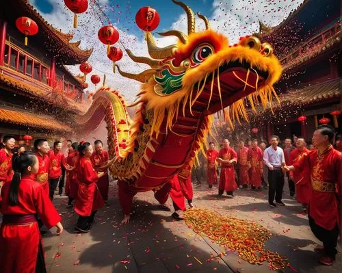 barongsai,spring festival,guobao,ancient parade,qibao,pallonji,qilin,huaicheng,dragon boat,daojin,wuhuan,golden dragon,shangguan,jinbao,fengwu,zhongchen,yubamrung,dorje,xiahe,xiaogong,Illustration,Realistic Fantasy,Realistic Fantasy 24