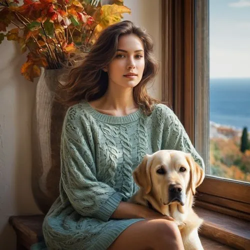 girl with dog,yulia,soldatova,azzurra,petka,beren,Illustration,Realistic Fantasy,Realistic Fantasy 15