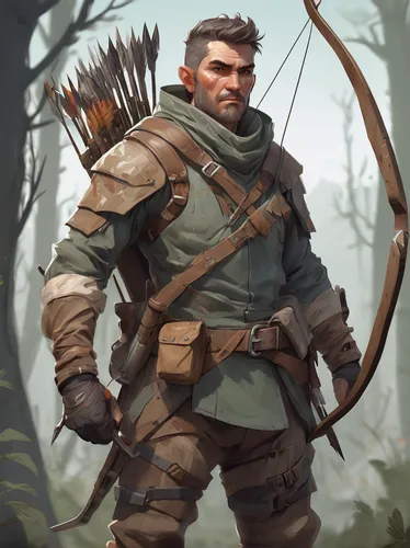 robin hood,quarterstaff,male elf,archer,huntsman,woodsman,dane axe,dwarf sundheim,bow and arrows,the wanderer,mercenary,half orc,gamekeeper,barbarian,longbow,forest man,adventurer,ranger,fantasy warri