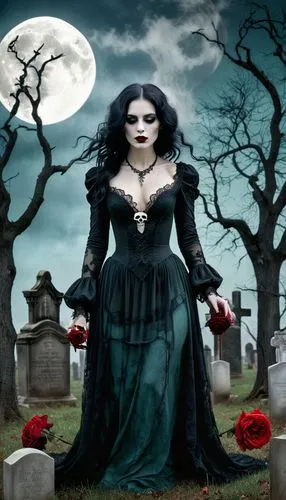 gothic woman,vampire woman,gothic portrait,dark gothic mood,gothic style,graveside,Art,Artistic Painting,Artistic Painting 42