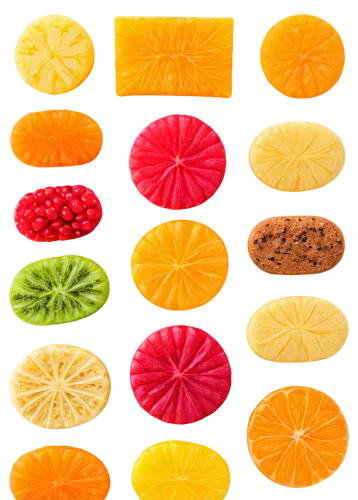 Assorted colorful snacks, studio photography, overhead shot, still life, detailed texture, vibrant colors, shallow depth of field, softbox lighting, high contrast, appetizing composition, macro lens, 