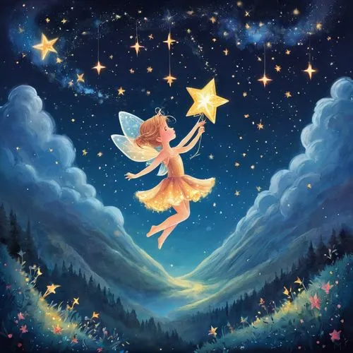 fairy galaxy,falling star,estrellas,star sky,estrellita,falling stars,Illustration,Realistic Fantasy,Realistic Fantasy 02