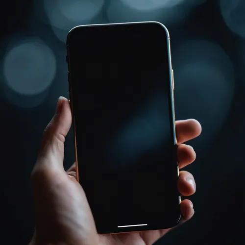 Transform your iPhone screen into a mysterious void with blackout wallpaper,wet smartphone,woman holding a smartphone,the app on phone,iphone x,phone icon,background bokeh,square bokeh,the bottom-scre