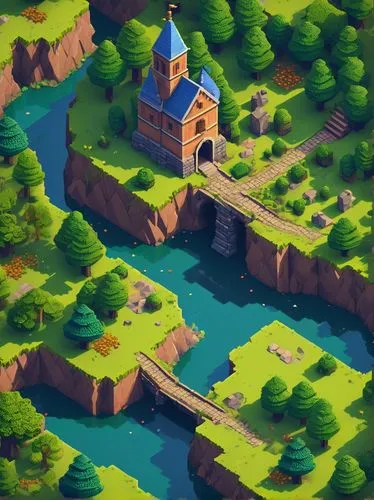 monastery,isometric,castle ruins,mountain settlement,small landscape,valley,ravine,wishing well,low poly,scenic bridge,mountain village,chasm,peter-pavel's fortress,canyon,fairy village,alpine village,monkey island,mountain world,game illustration,little church,Art,Classical Oil Painting,Classical Oil Painting 31