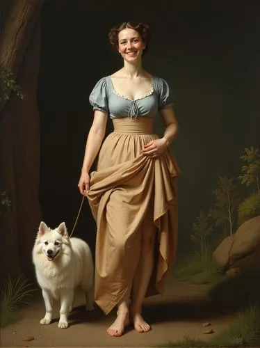 girl with dog,shepherdess,girl in a long dress,eckersberg,collie,zalapski