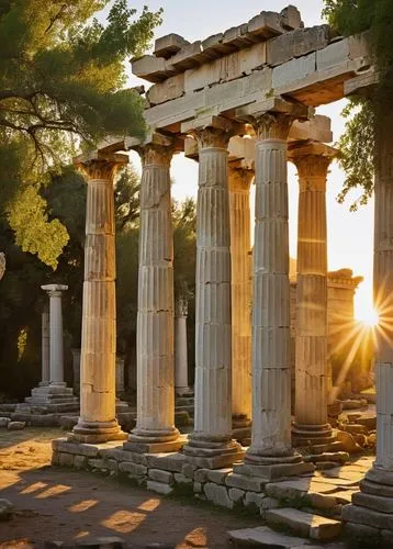 greek temple,ancient olympia,doric columns,temple of diana,temple of hercules,temple of poseidon,priene,paestum,roman temple,ephesus,leptis,peristyle,artemis temple,hellas,doric,kerameikos,erechtheus,panathenaic,roman columns,baalbek,Illustration,Retro,Retro 06