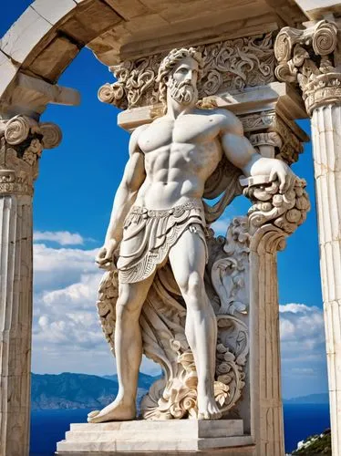 statue of hercules,greek mythology,poseidon,classical sculpture,eros statue,greco-roman wrestling,greek god,taormina,discobolus,neptune,hercules,temple of hercules,greek gods figures,greek myth,classical antiquity,2nd century,perseus,greek temple,vittoriano,the parthenon,Illustration,Retro,Retro 13