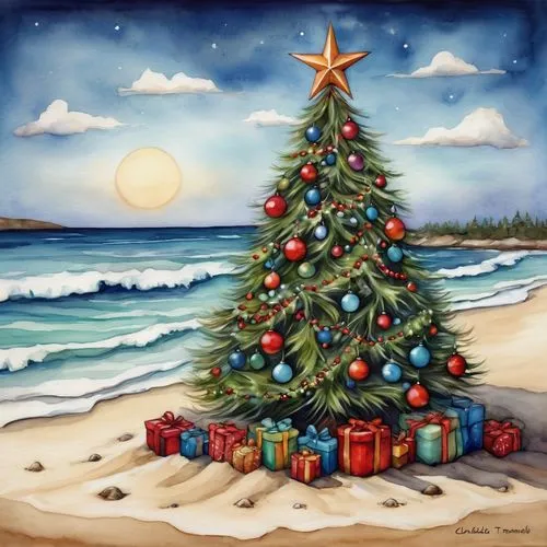 christmas on beach,santa claus at beach,watercolor christmas background,christmas island,christmas landscape,christmas motif,christmases,fir tree decorations,christmastide,yuletide,the occasion of christmas,decorate christmas tree,christmas greetings,christmasbackground,christmas greeting,christmas travel trailer,christmas celebration,christmas congratulations,seasonal tree,digiscrap,Conceptual Art,Daily,Daily 34