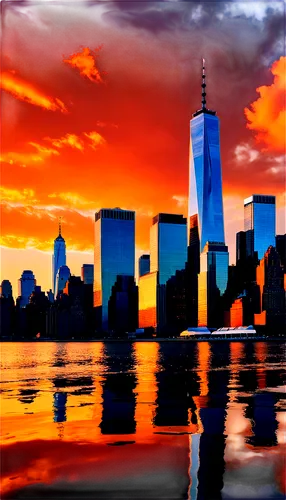 1 wtc,wtc,world trade center,freedom tower,one world trade center,manhattanite,tribute in light,ground zero,september 11,world digital painting,big apple,manhattan,new york,new york skyline,manhattan skyline,tribute in lights,dusk background,newyork,new york harbor,9 11 memorial,Illustration,Japanese style,Japanese Style 06