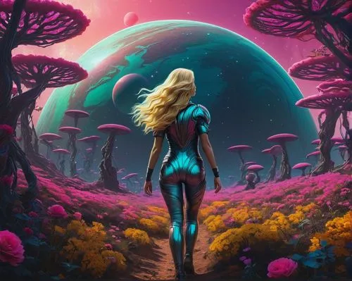 alien planet,alien world,metroid,samus,barbarella,biophilia,terra,eudendrium,futuristic landscape,barren,neptunian,neon body painting,mushroom landscape,andromeda,fantasy picture,cyberia,nebula,fantasia,valerian,world digital painting,Conceptual Art,Sci-Fi,Sci-Fi 12