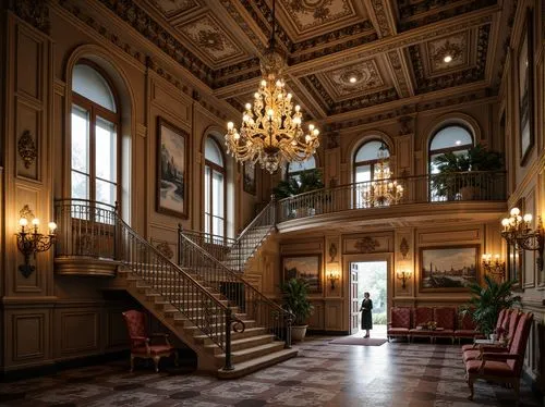 entrance hall,foyer,hallway,villa cortine palace,royal interior,ritzau,venice italy gritti palace,enfilade,ornate room,cochere,grand hotel europe,nemacolin,cliveden,driehaus,hotel hall,residenz,europe palace,lobby,villa d'este,hotel lobby