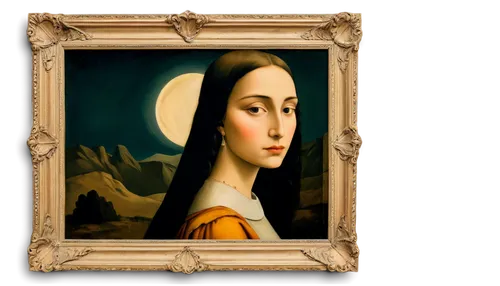 memling,giorgione,gioconda,mona,iconographer,mother of perpetual help,foundress,the prophet mary,girl with a pearl earring,gold stucco frame,scapulars,retro frame,tretchikoff,vermeer,quilico,prioress,carmelite order,scheffer,monalisa,anboto,Illustration,Abstract Fantasy,Abstract Fantasy 16