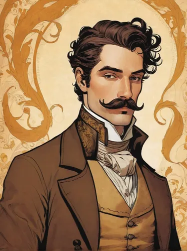 robert harbeck,moustache,alejandro vergara blanco,cimarrón uruguayo,hamilton,gentlemanly,drexel,the emperor's mustache,cravat,butler,mustache,game illustration,francisco,leonardo devinci,admiral von tromp,alexander,charles,htt pléthore,theoretician physician,paisley digital background,Illustration,Vector,Vector 04