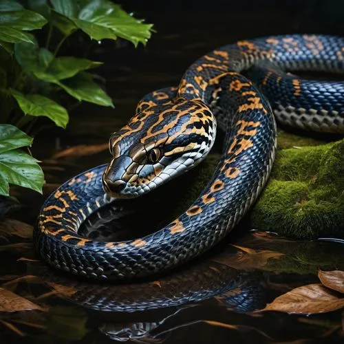 身上有花豹花紋的水蛇,豹紋新物種,vipera,lampropeltis,bengalensis,black mamba,nonvenomous,reticulatus,Photography,General,Fantasy