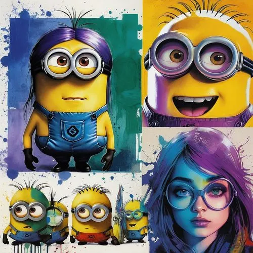 minions,minion,despicable me,epinions,cute cartoon character,cute cartoon image,Illustration,Paper based,Paper Based 05