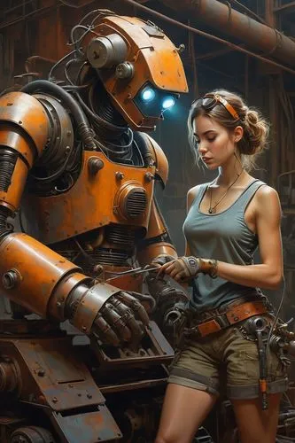 mechwarrior,sci fiction illustration,droid,mechanized,maintainer,droids,mechanic,steampunk,dakka,battletech,mechanize,sci fi,speeder,appleseed,roboticist,scrap iron,hawken,hotbot,cybernetic,cybernetics,Illustration,Realistic Fantasy,Realistic Fantasy 28