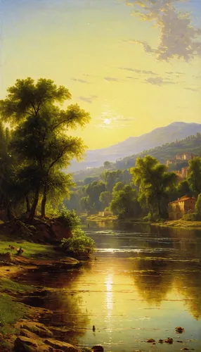 robert duncanson,river landscape,frederic church,coastal landscape,landscape background,rural landscape,landscape with sea,landscape,panoramic landscape,mountain scene,brook landscape,evening lake,beach landscape,thomas moran,mountain landscape,high landscape,idyll,home landscape,forest landscape,natural landscape,Art,Classical Oil Painting,Classical Oil Painting 18